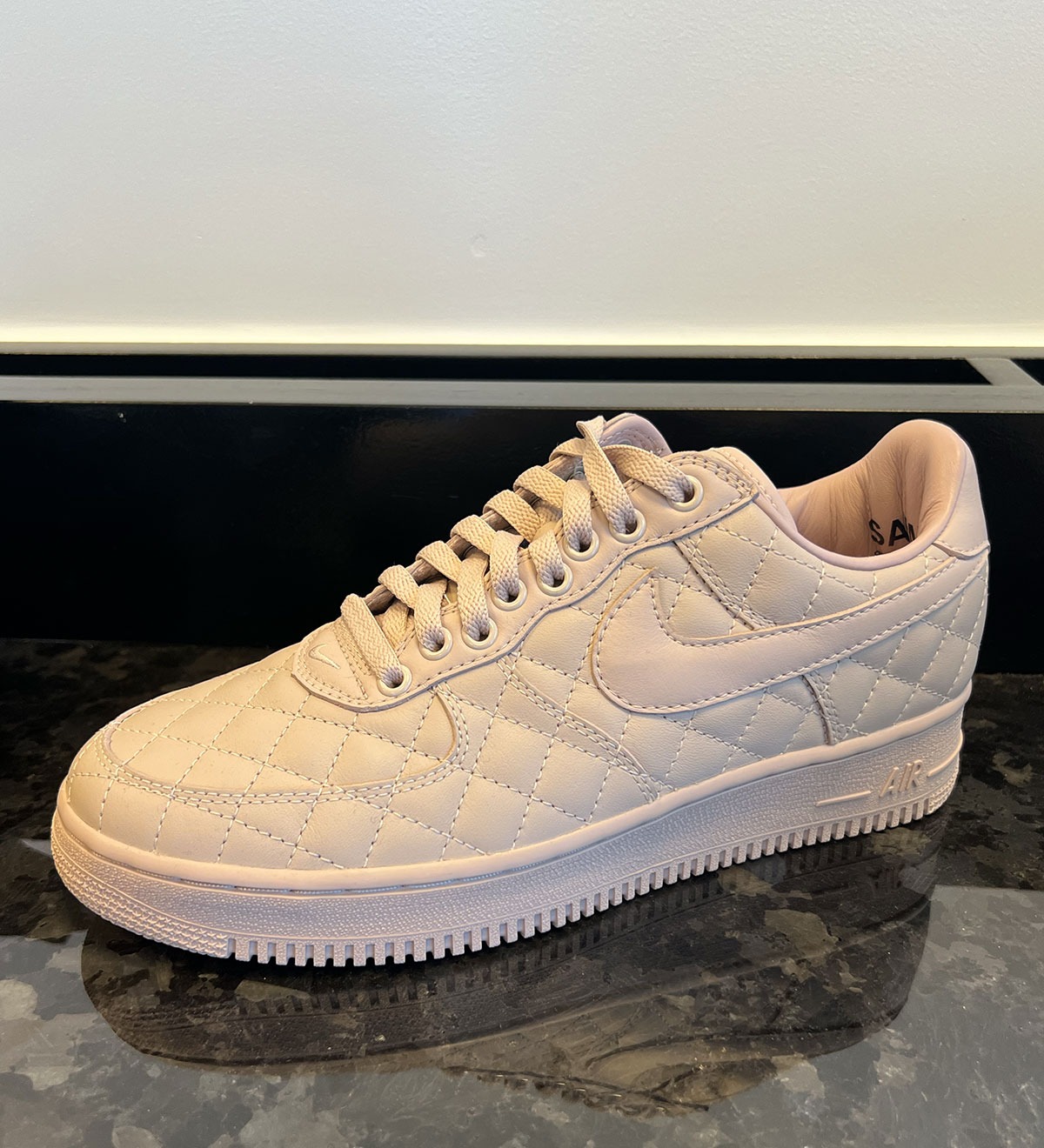 Nike Air Force 1 Low Quilted in rosy tan, side view