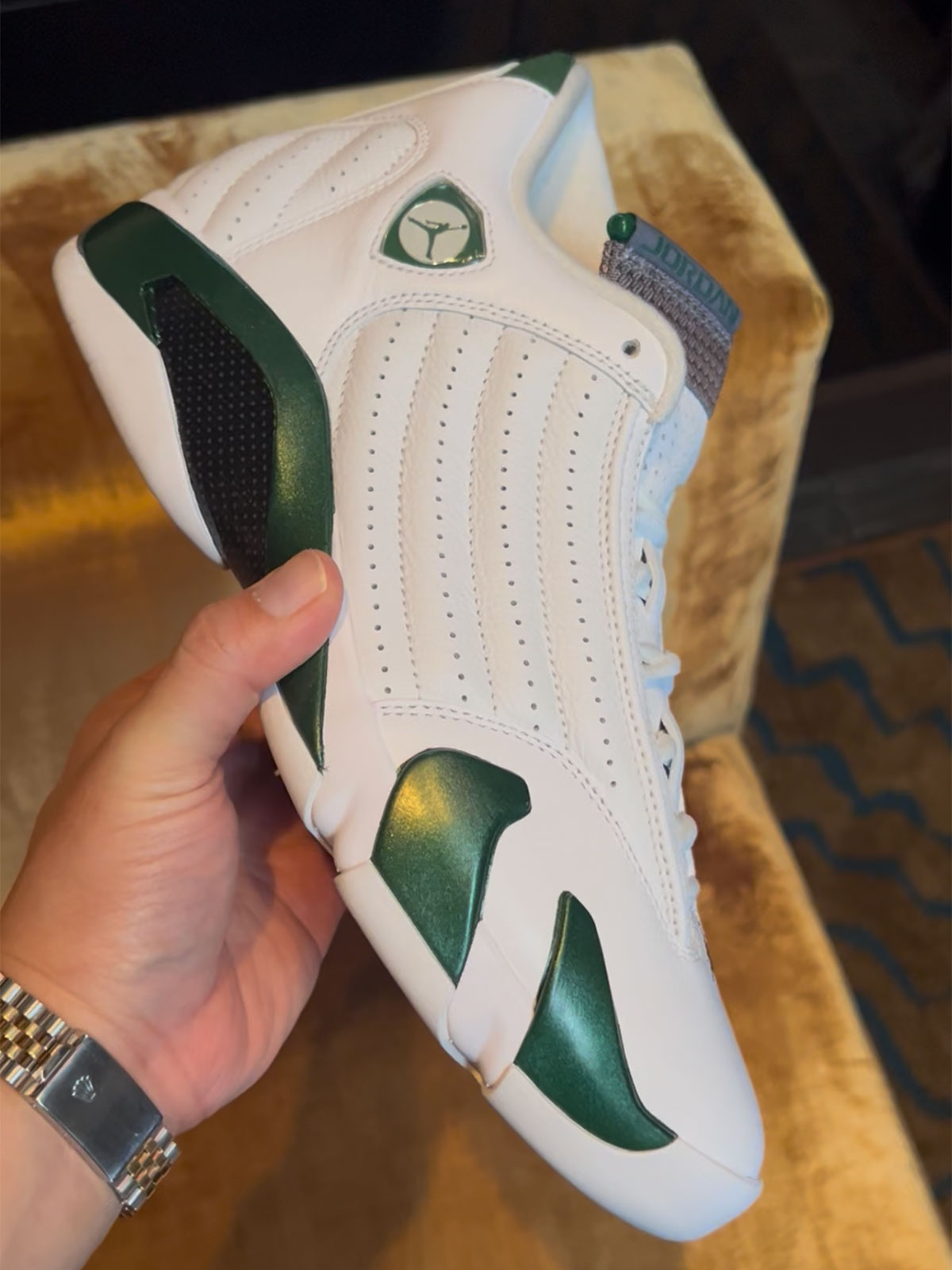 Air Jordan 14 'Forest Green' bei der Jordan Brand Holiday 2026-Preview