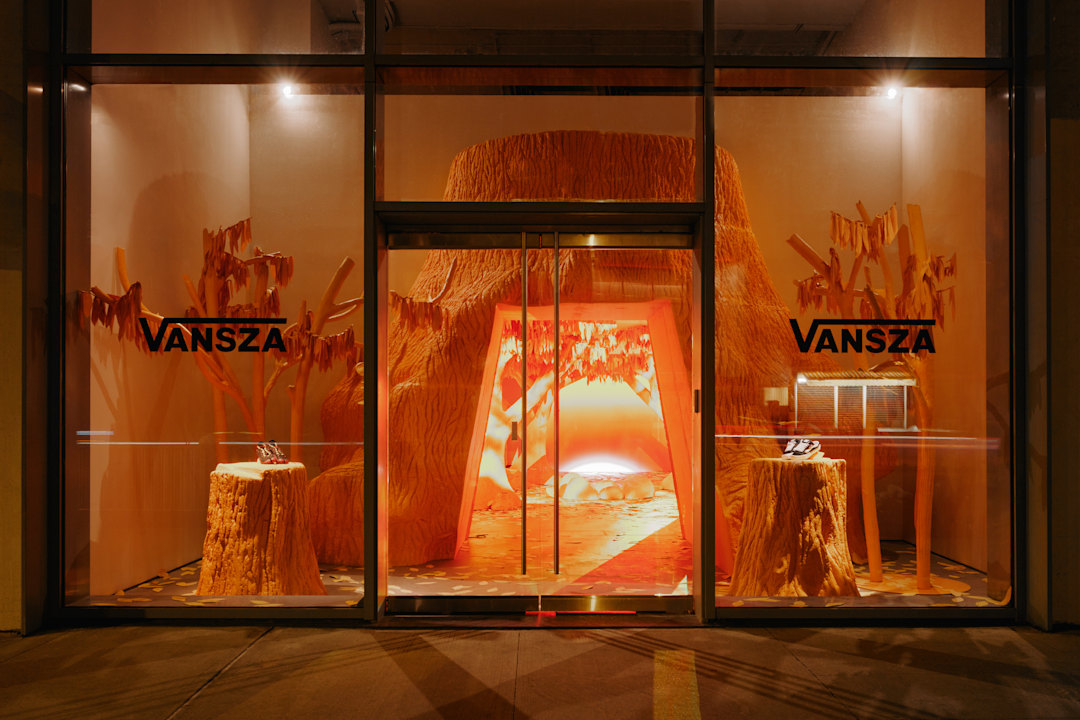 Vansza NYFW pop-up storefront window display