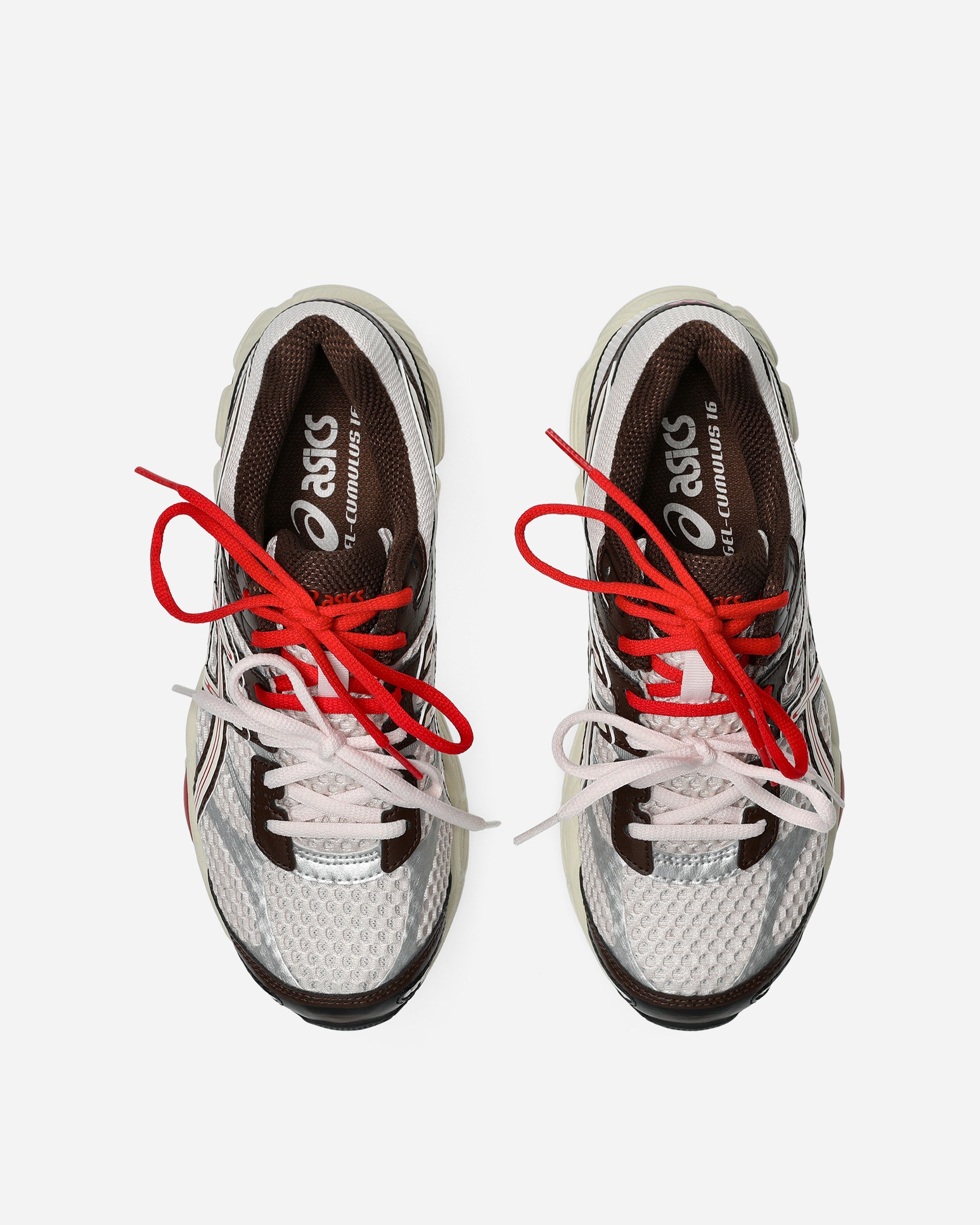 Detail of the GEL unit and laces on the Naked CPH x ASICS Gel-Cumulus 16 'Copenhagen'