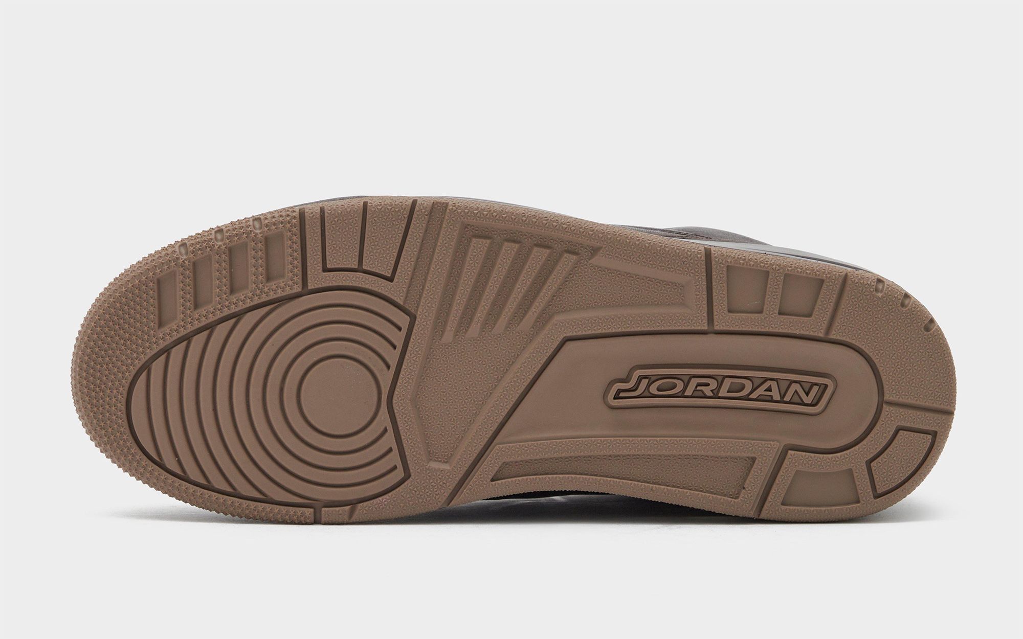 Onderzool van de Air Jordan 3 'Fireside' in gummen bruintint
