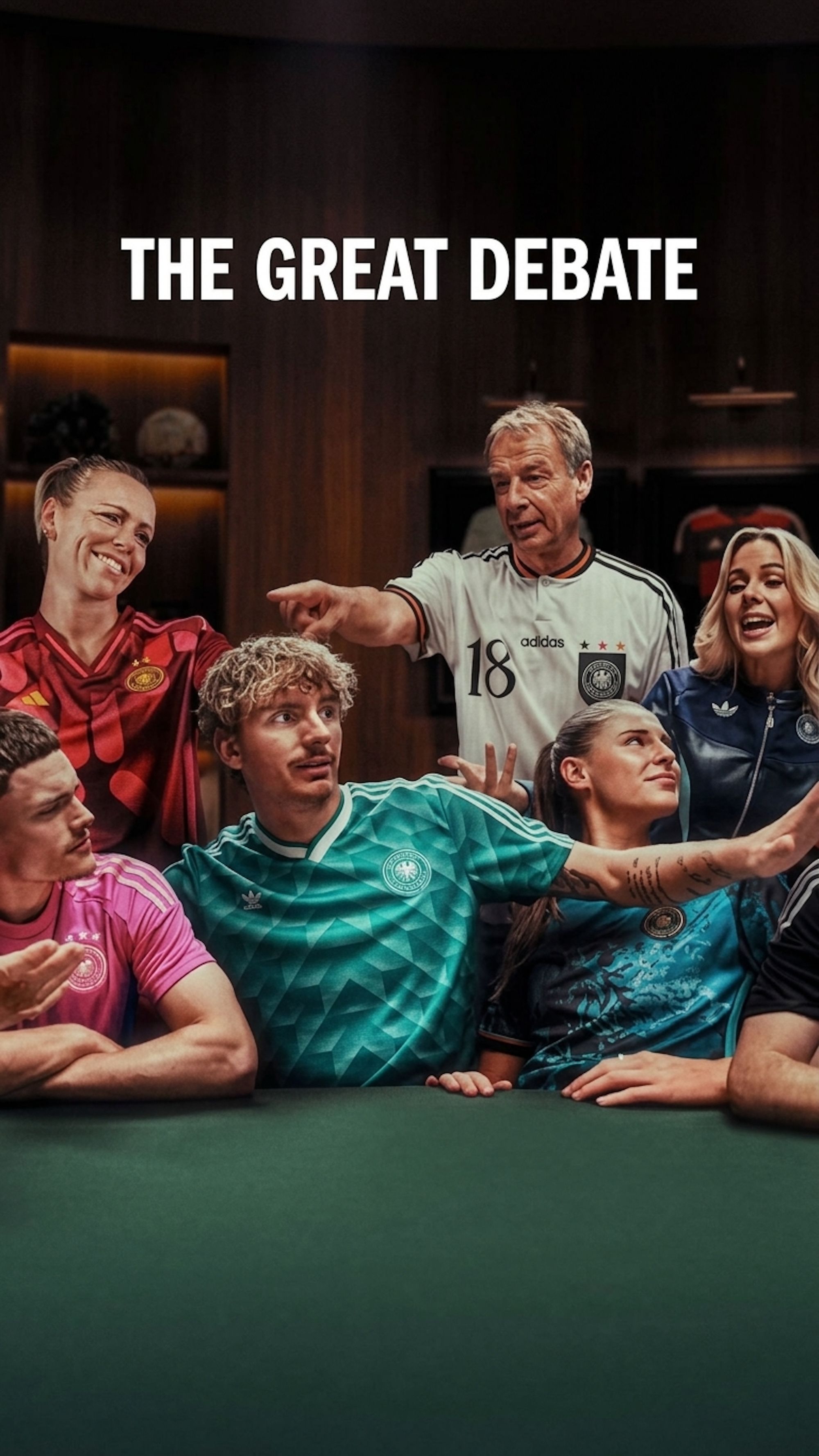 Kampagnenmotiv von adidas zu The Great Debate für das letzte DFB-Trikot