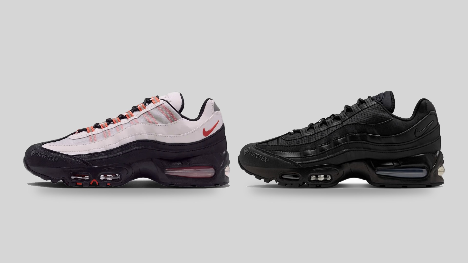 Nike Air Max 95 GORE-TEX in Light Bone/Campfire Orange and Black/Diffused Blue, side view