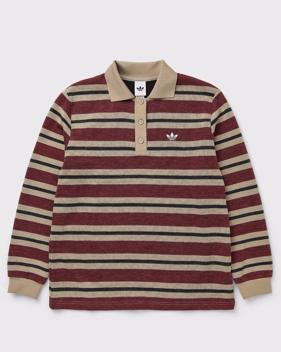 adidas Gestreept Gebreid Poloshirt Shadow Red (LG4083)