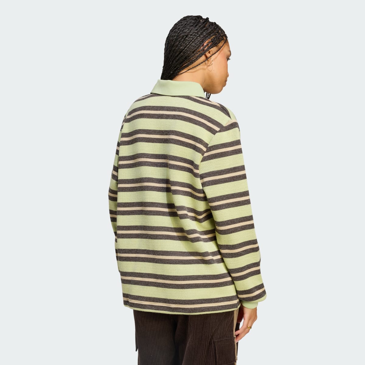 adidas Gestreept Gebreid Poloshirt Magic Lime gedragen (LG4170)