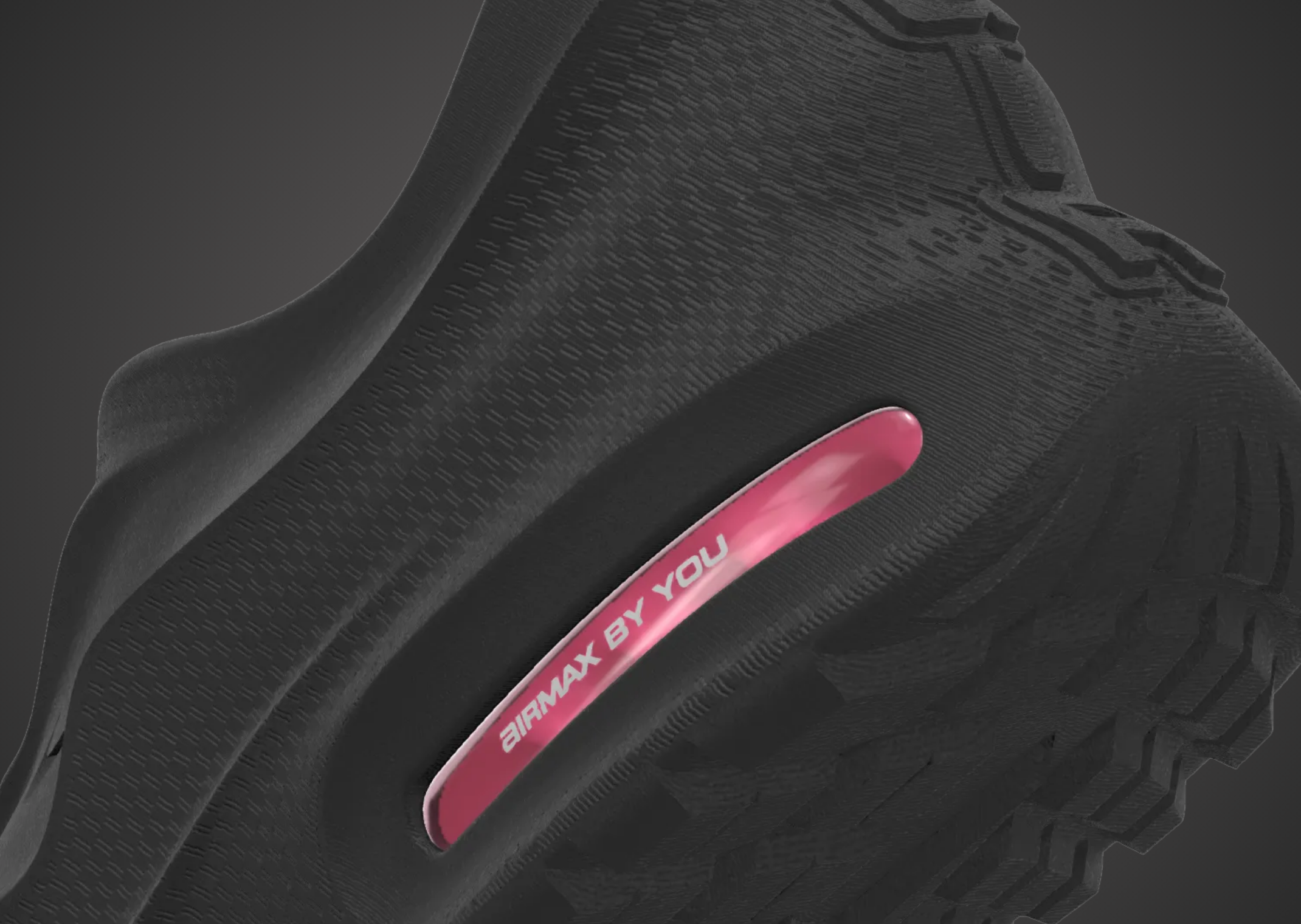 Nike Air Max 1000.3 By You detail hiel zwart met roze