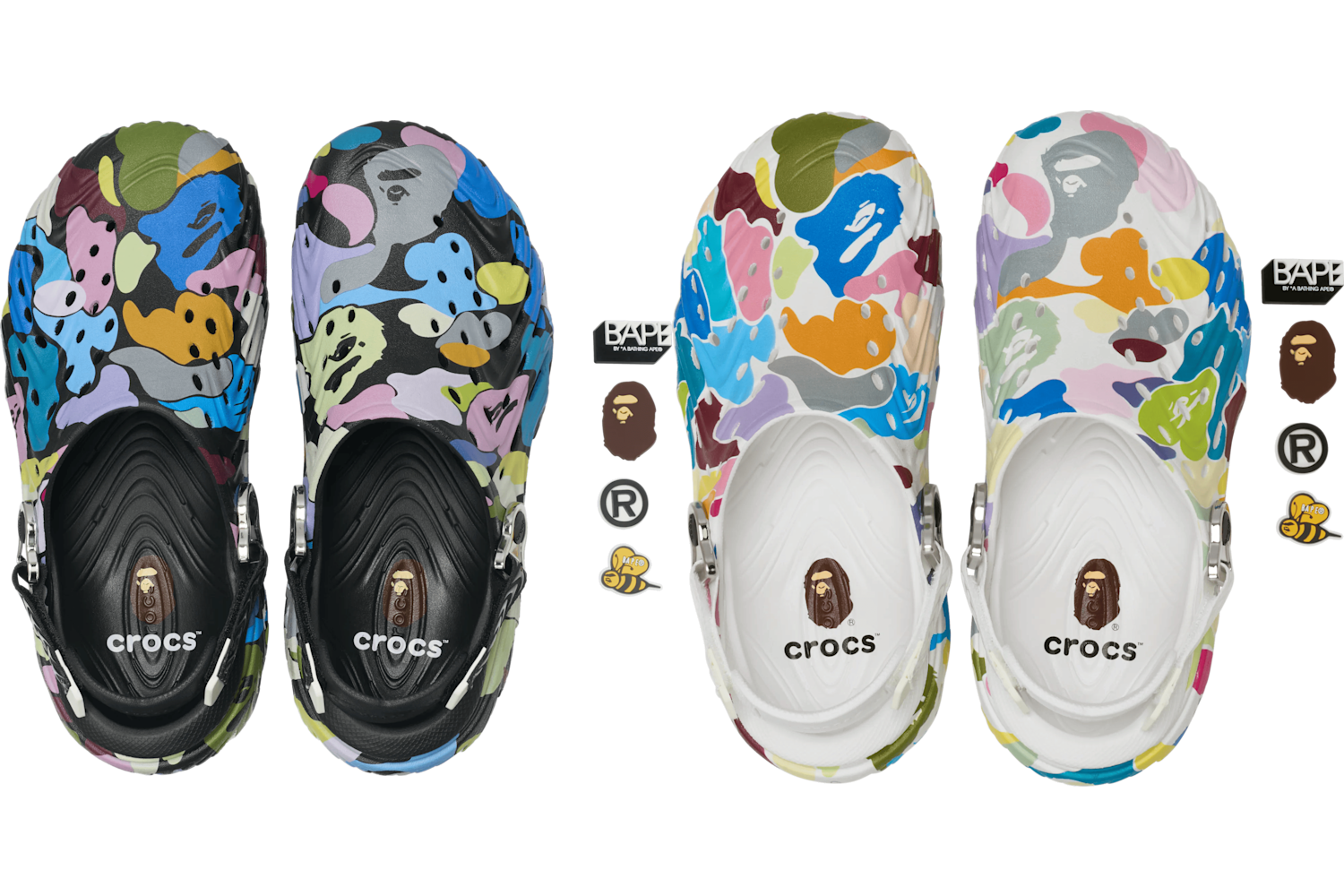 BAPE x Crocs Echo II Clog in Black and Pure White camo