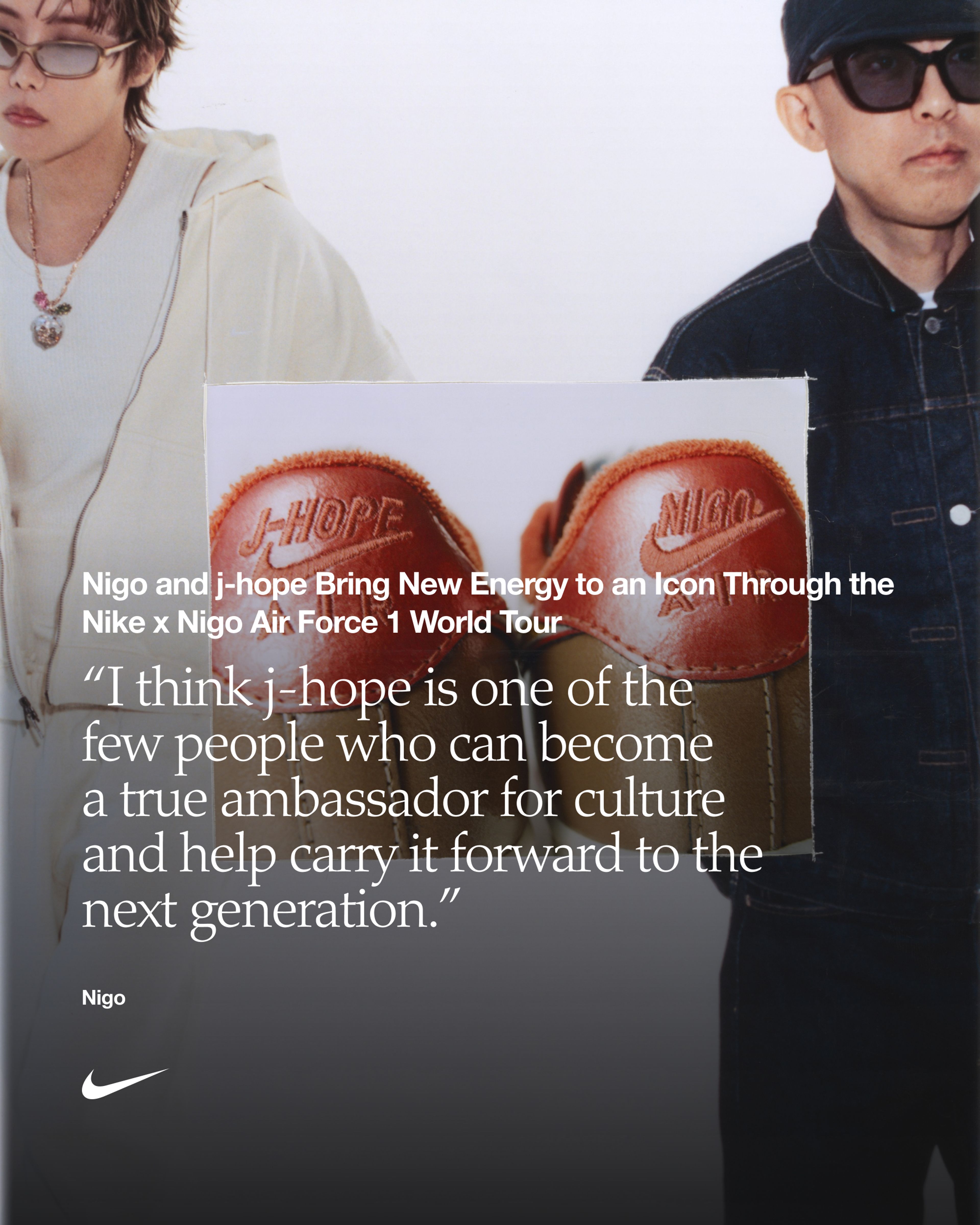 NIGO and j-hope in the campaign for the Nike Air Force 1 World Tour