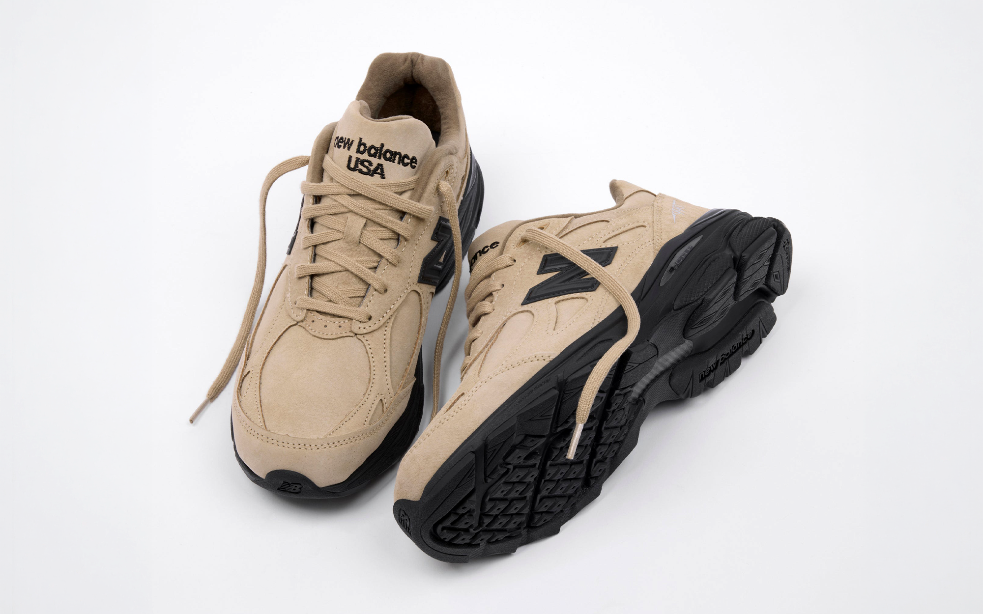 JJJJound x New Balance 990v3 in tan suede