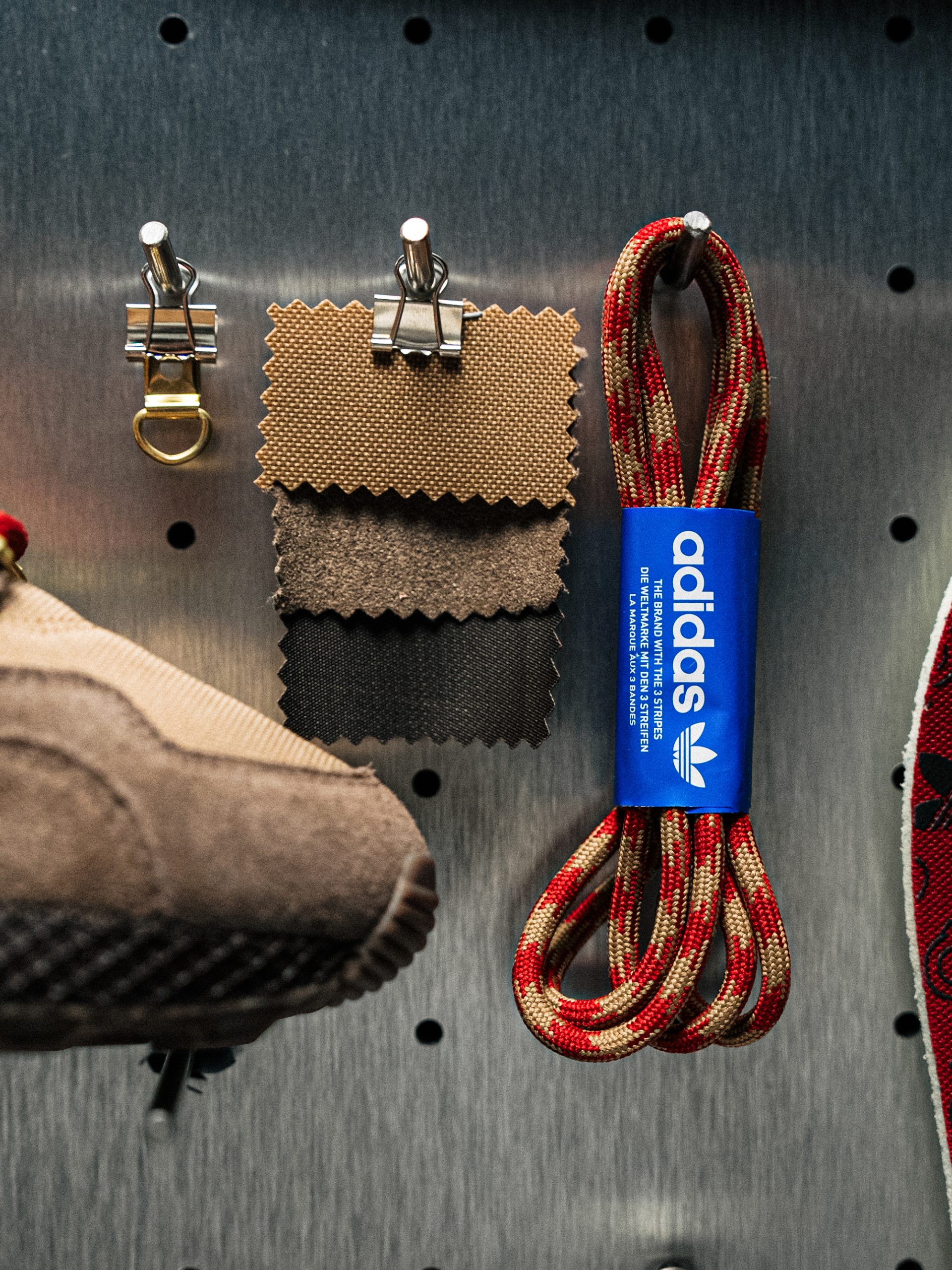 Material swatches and laces from the adidas Oregon Ultra Tech Aditex campaign