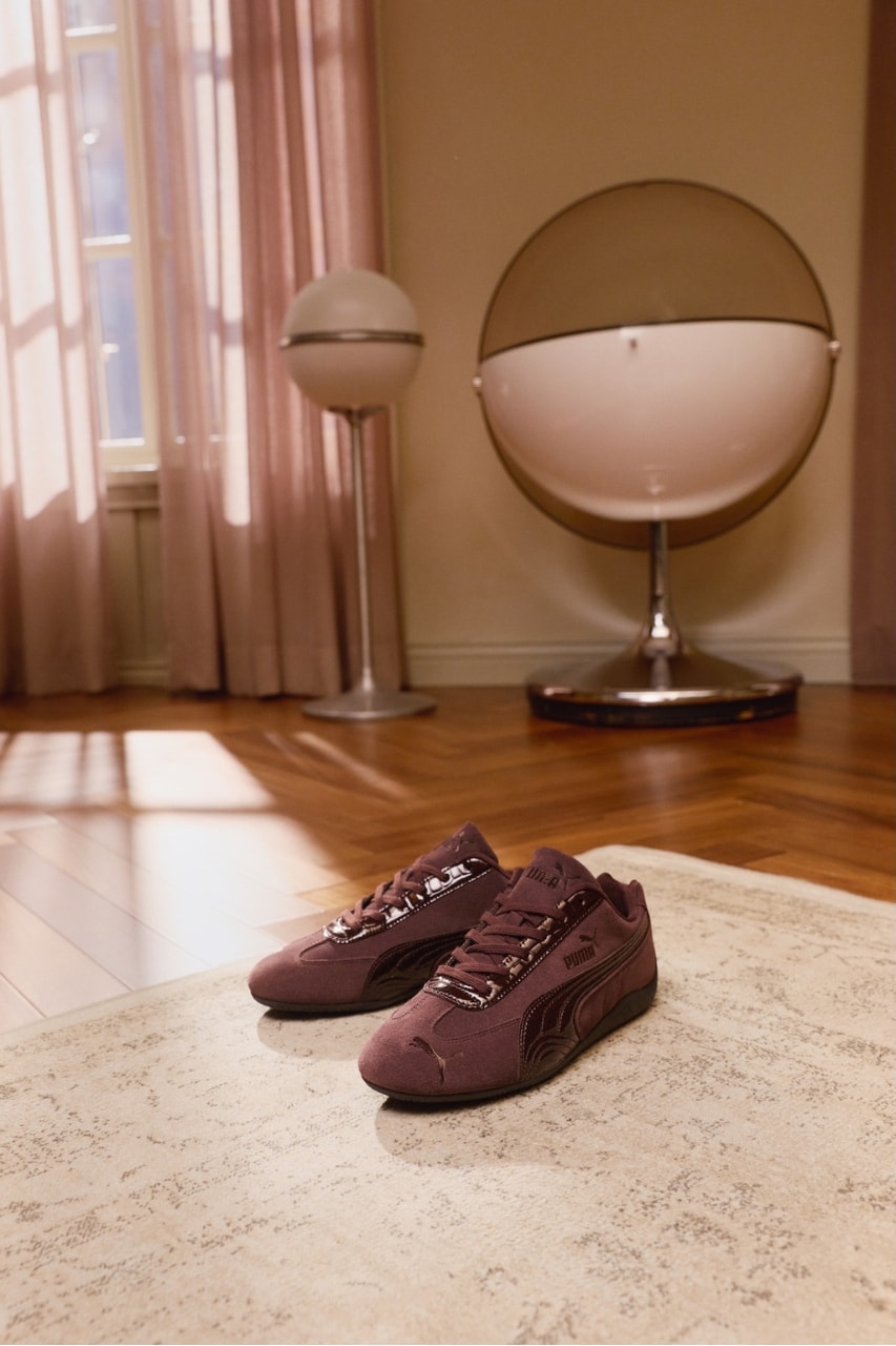 PUMA Speedcat Croc in deep brown on a rug