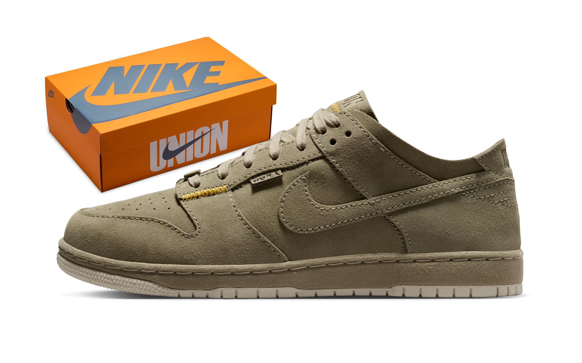 Union LA x Nike Dunk Low 'Bamboo' met oranje Nike x Union-doos