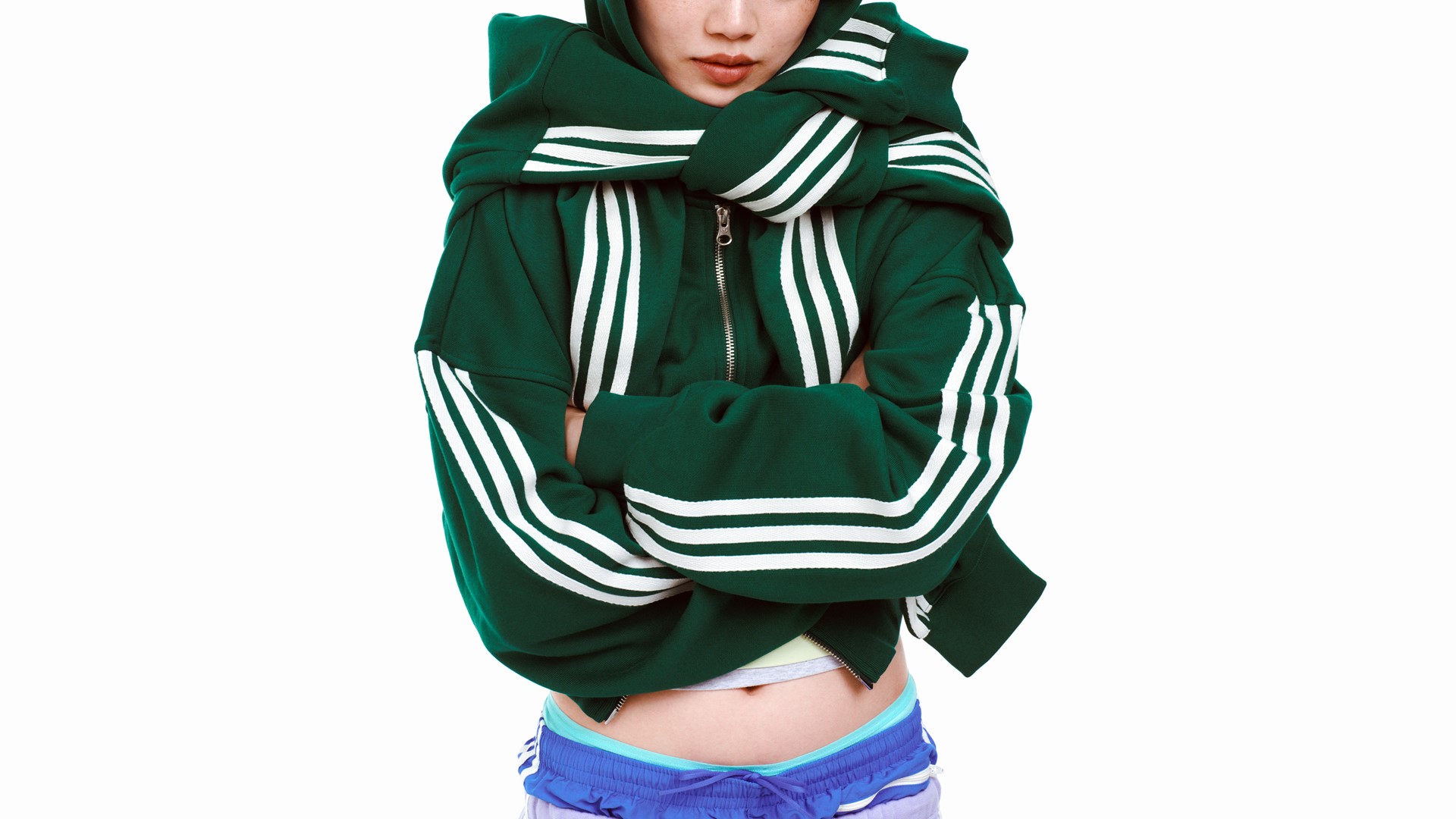 adidas Originals adiSignature green track top with Three Stripes