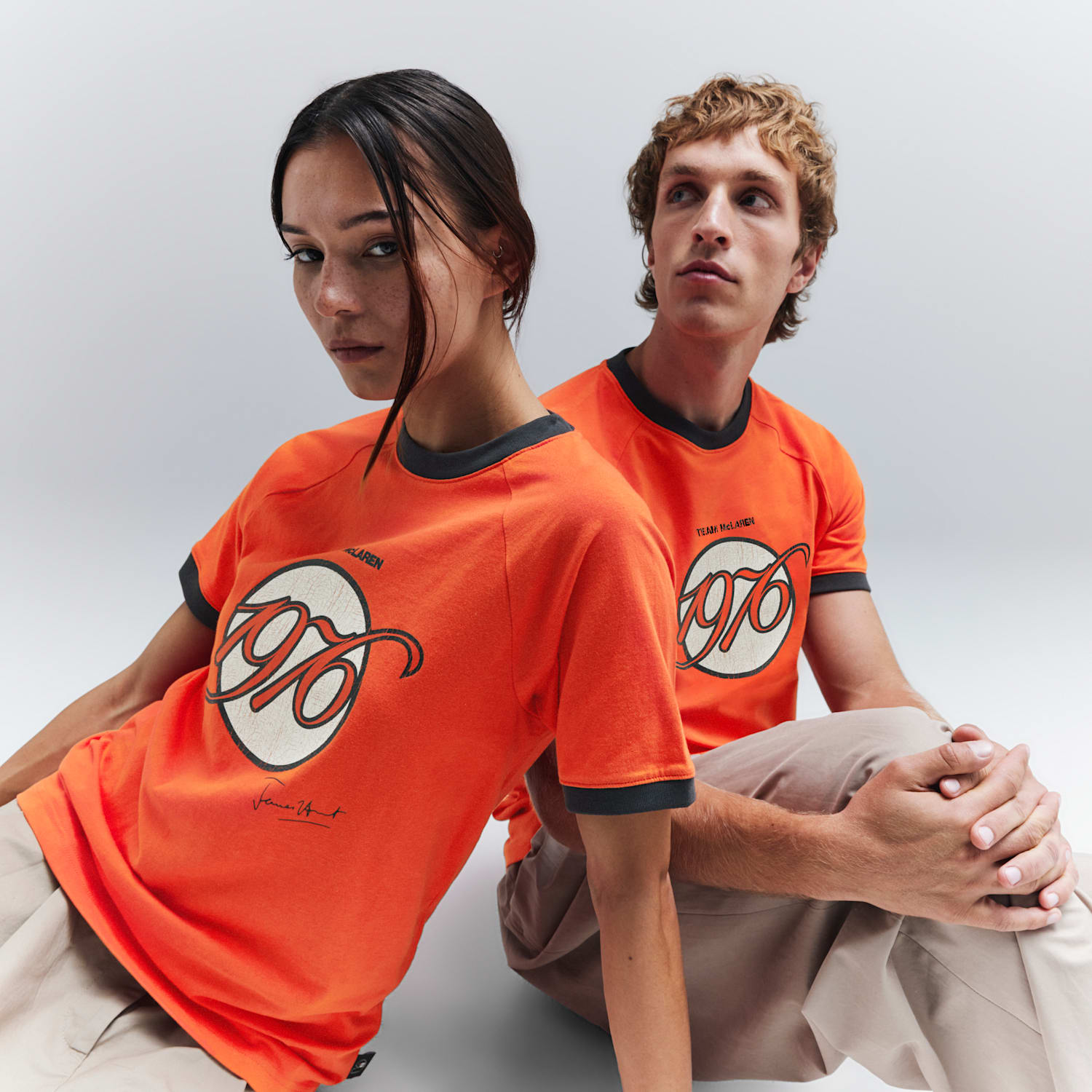 McLAREN RACING James Hunt Ringer Tee in Fierce Red