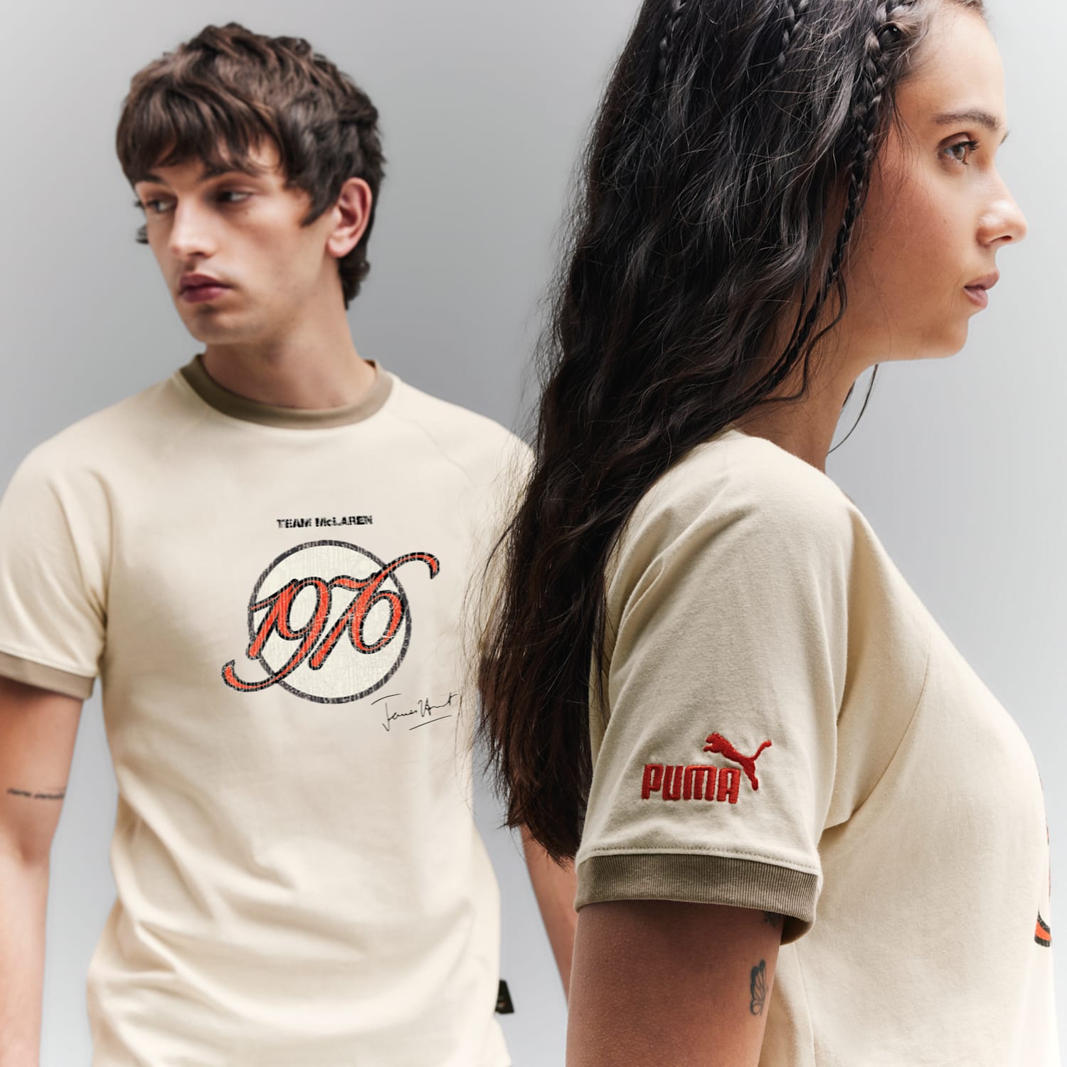 McLAREN RACING James Hunt Ringer Tee in Alpine Snow