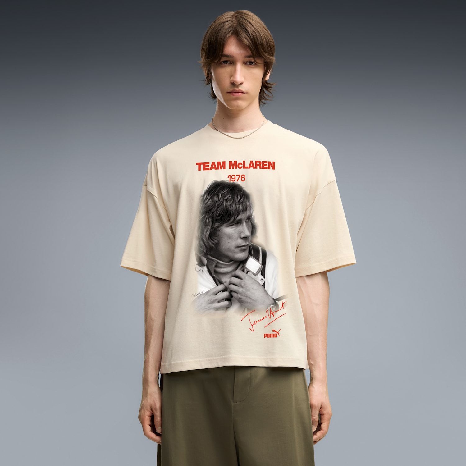 McLAREN RACING James Hunt Oversized Tee in Alpine Snow