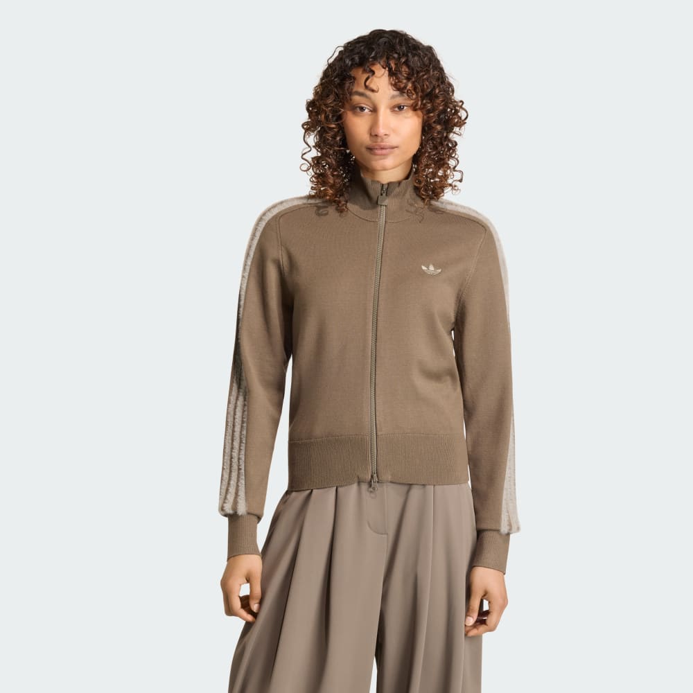 adidas Knitted Firebird Track Top in brown