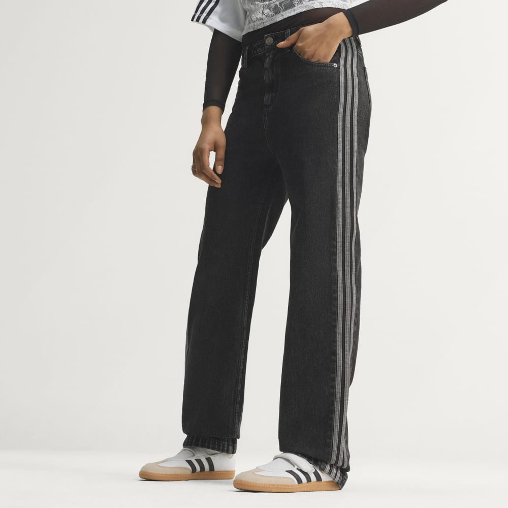 adidas Firebird Mid Rise Straight Denim Pant in black