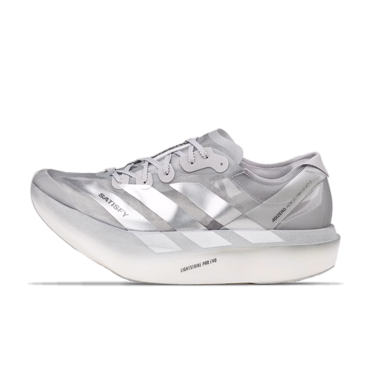 Satisfy x adidas Adizero Adios Pro Evo 2 'Silver Metallic'
