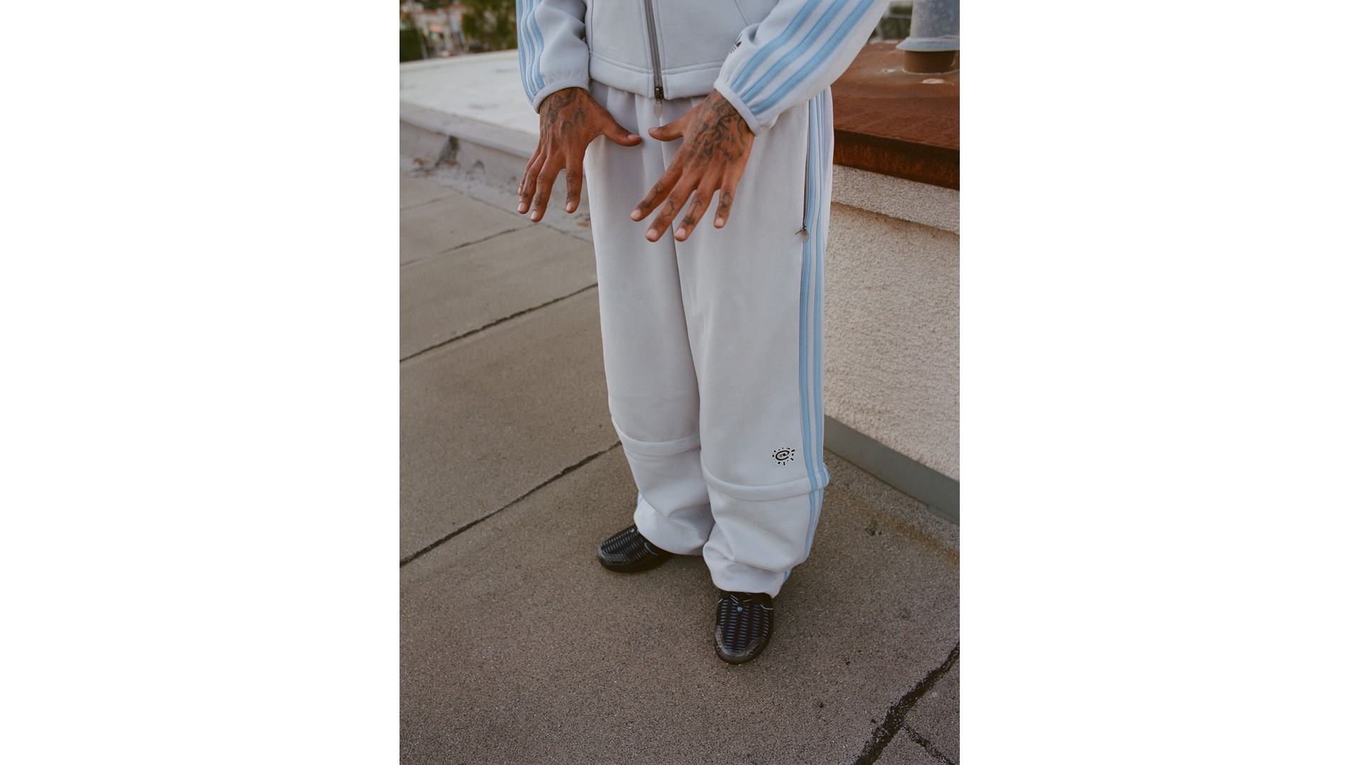 Always Do What You Should Do x adidas zip-off trousers worn
