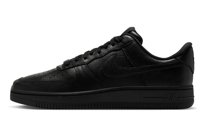 Side profile of the Nike Air Force 1 Square Toe Triple Black