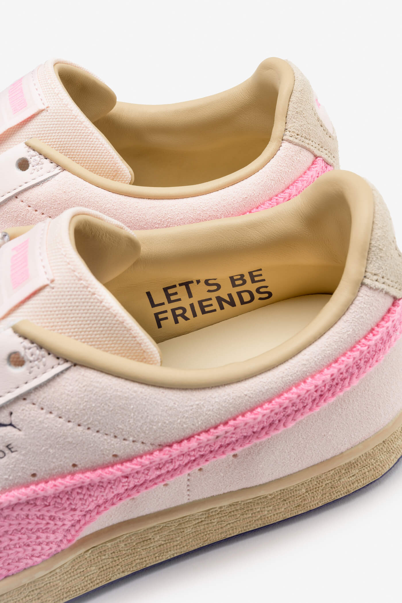 Let's Be Friends print inside the PUMA x Nahmias Suede Crochet