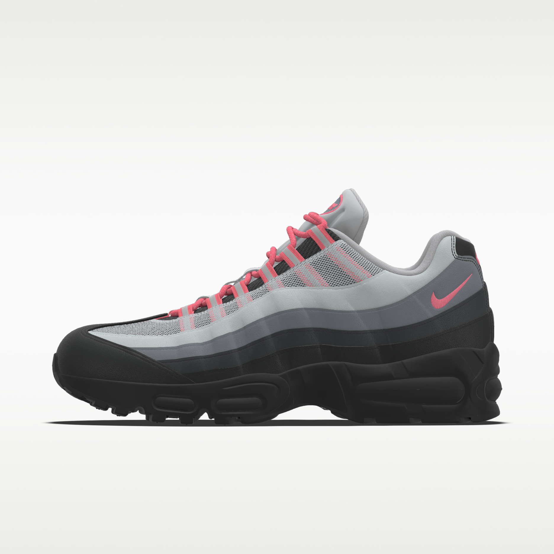 Nike Air Max 95 Big Bubble By You women's design in grey with pink accents