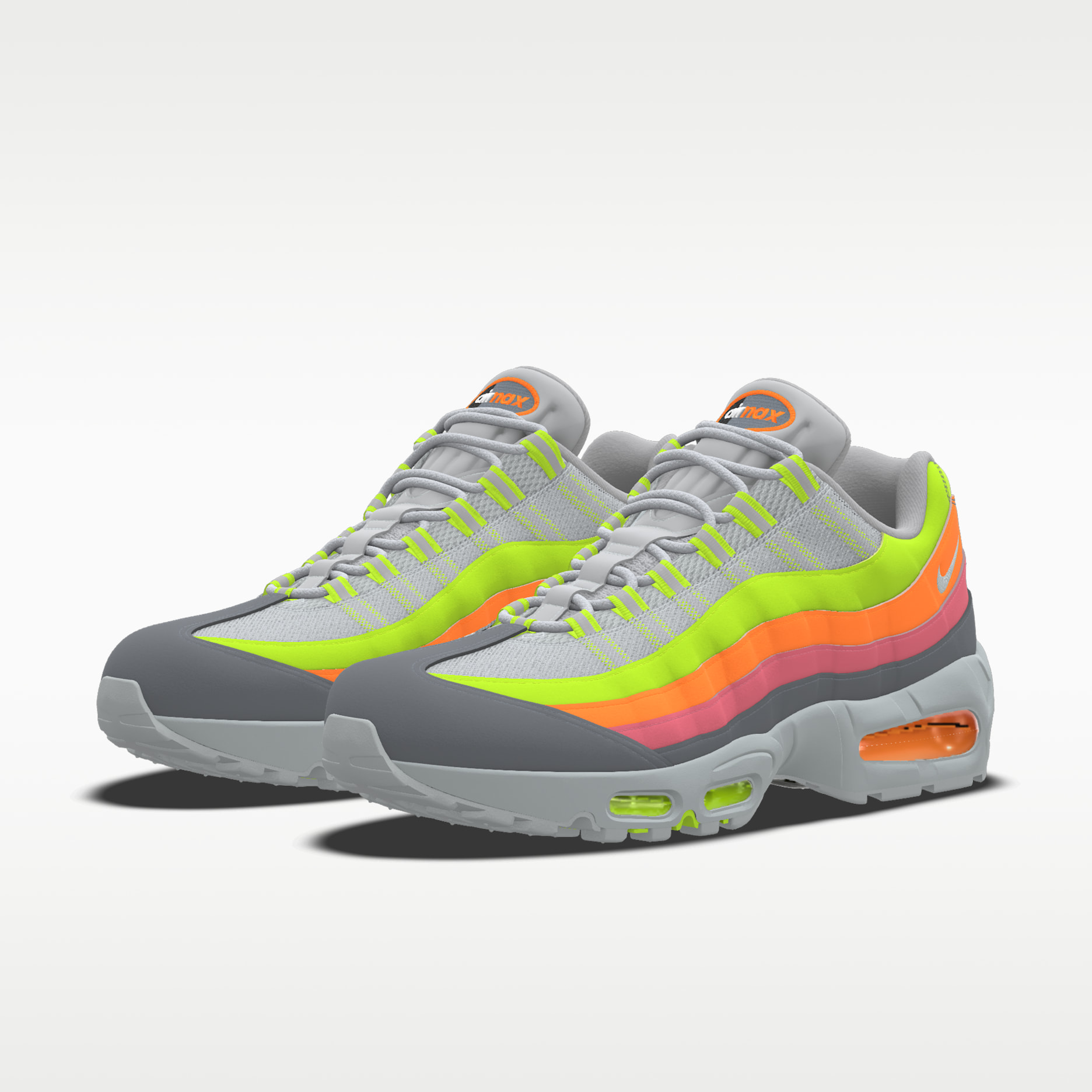 Nike Air Max 95 Big Bubble By You design with a neon rainbow gradient