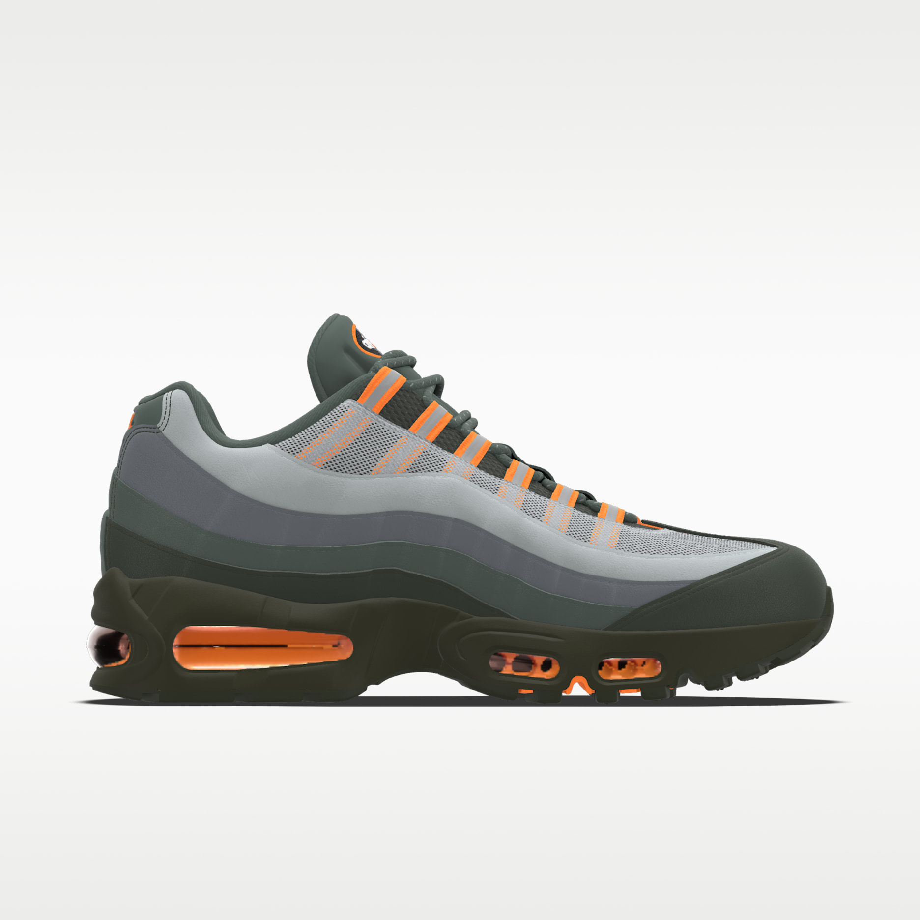 Nike Air Max 95 Big Bubble By You design in olive grey with orange accents