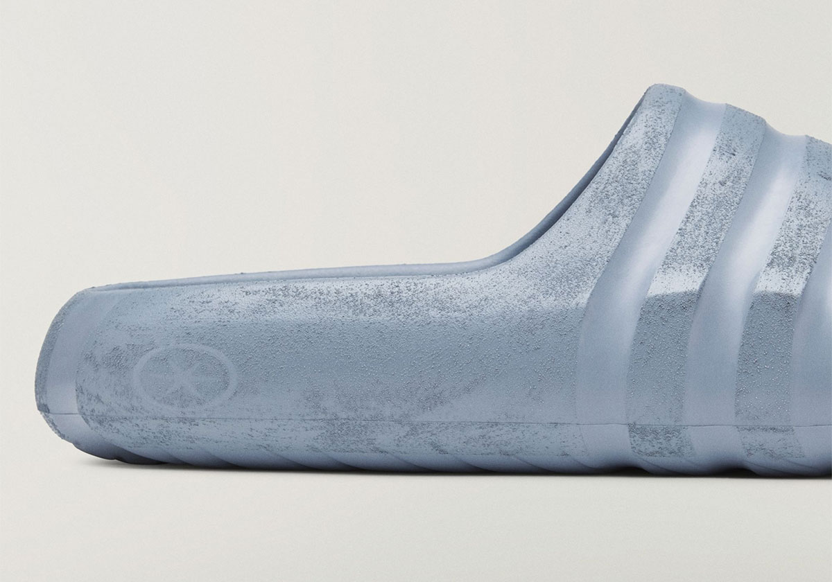 Detail of the textured Bad Bunny x adidas BadBo Stone Slide