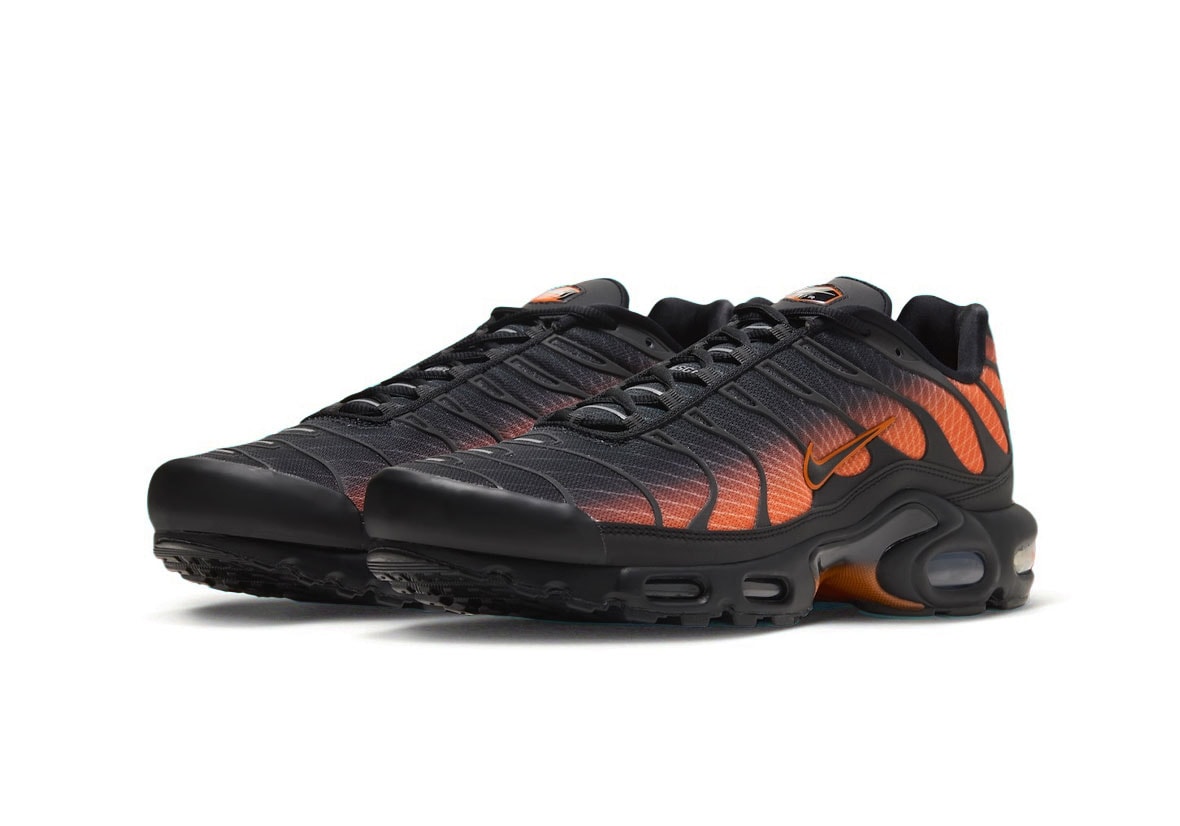 Nike Air Max Plus 'Glasgow' in Black/Safety Orange, pair