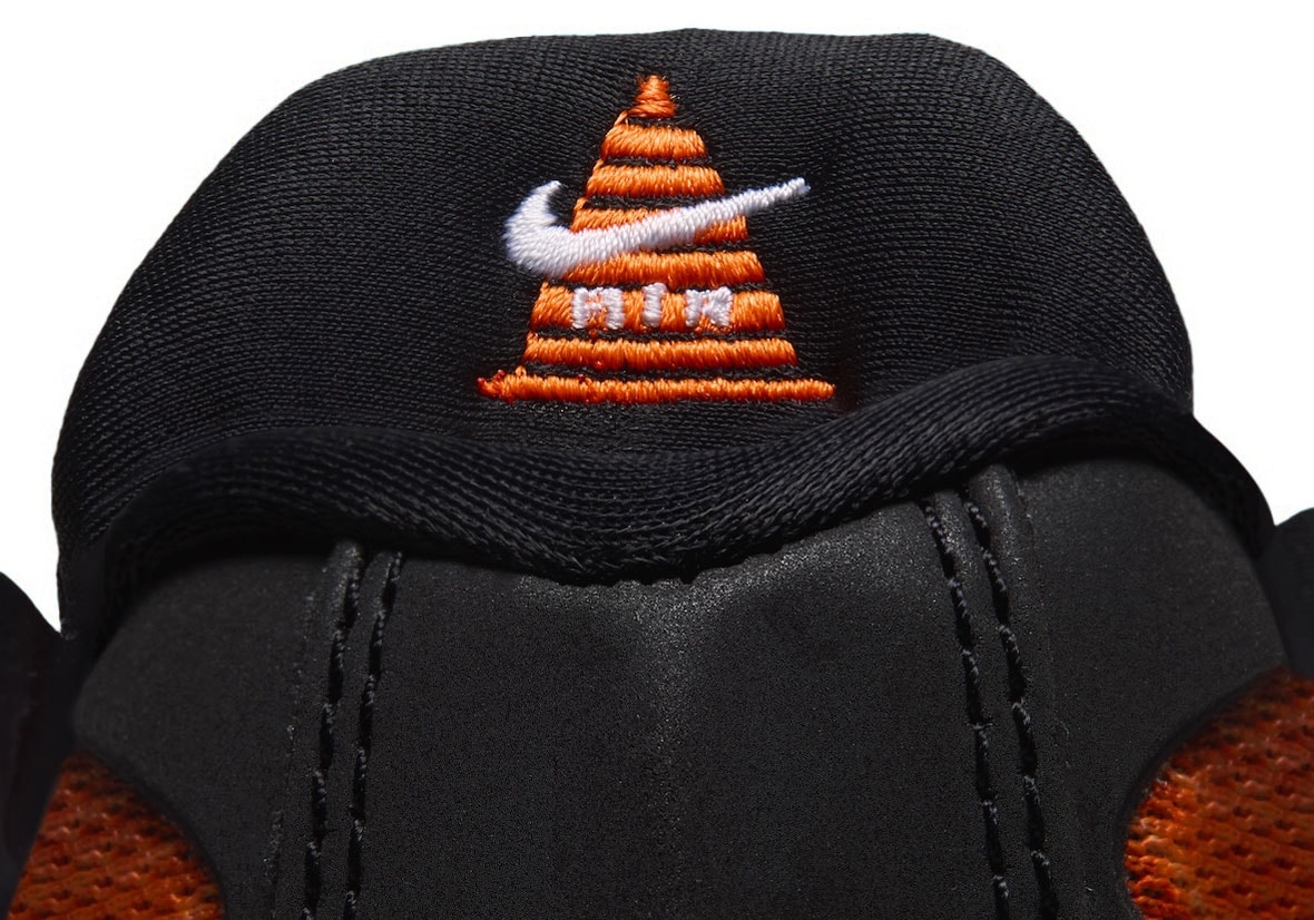 Embroidered traffic cone on the back of the tongue of the Nike Air Max Plus 'Glasgow'