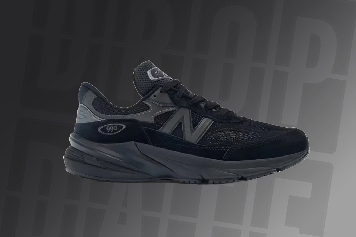 The New Balance 990v6 appears in a 'Triple Black' colourway | The