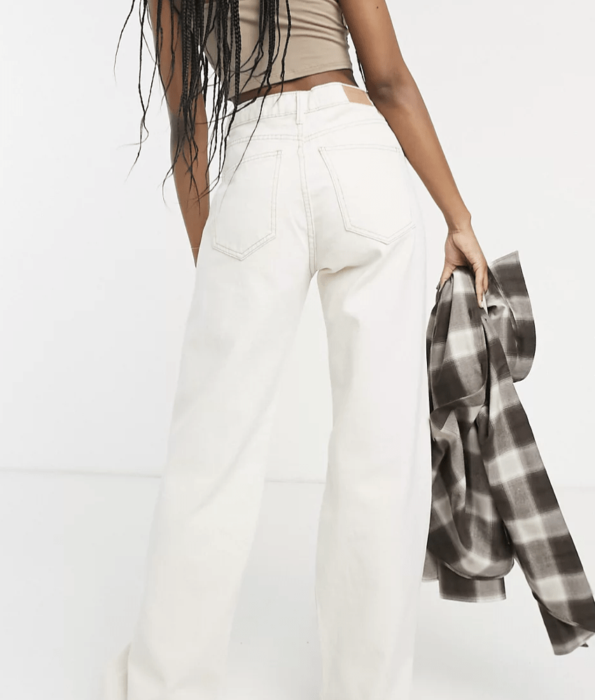 Stradivarius – Dad-Jeans im 90er-Stil in Ecru