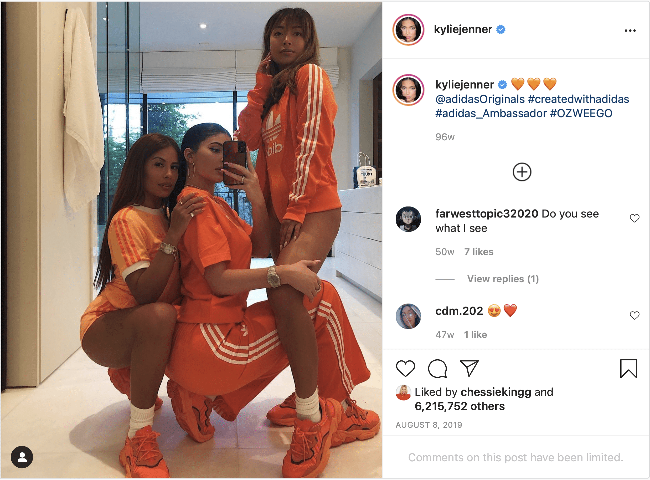 Celebrity wearing Ozweego adidas sneakers
