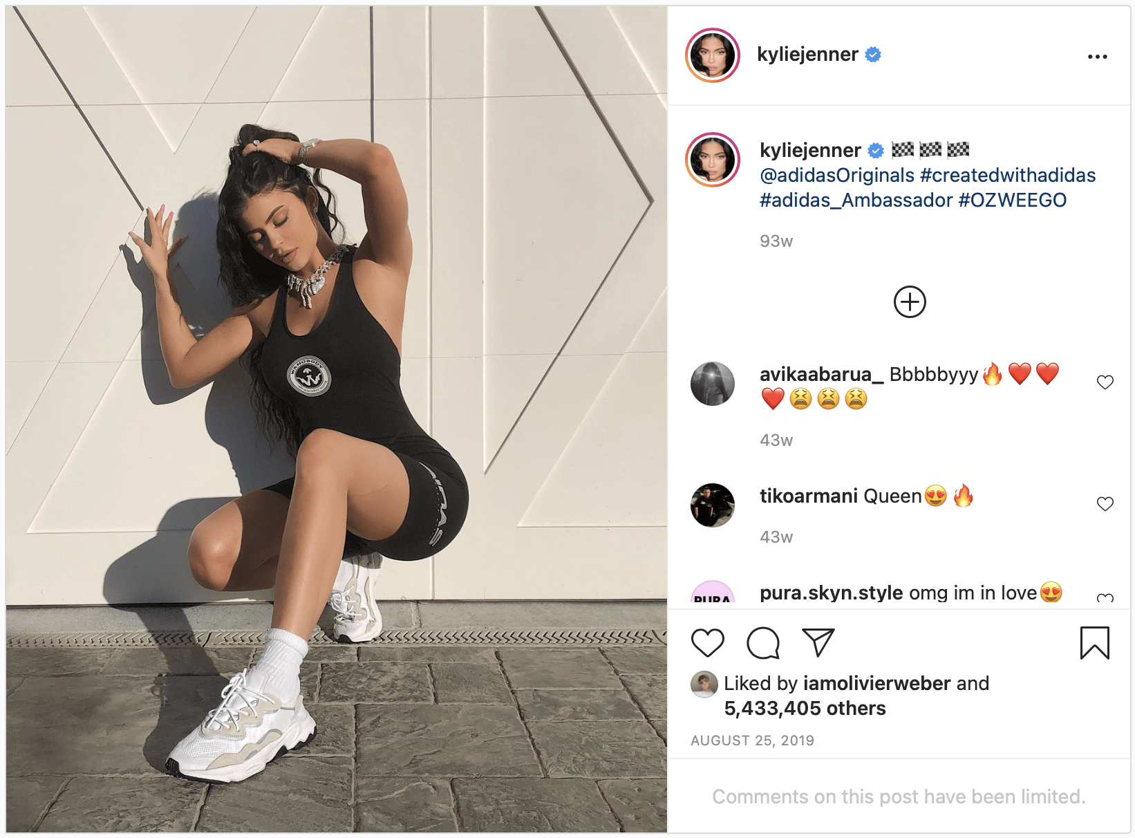 Celebrity wearing Ozweego adidas sneakers