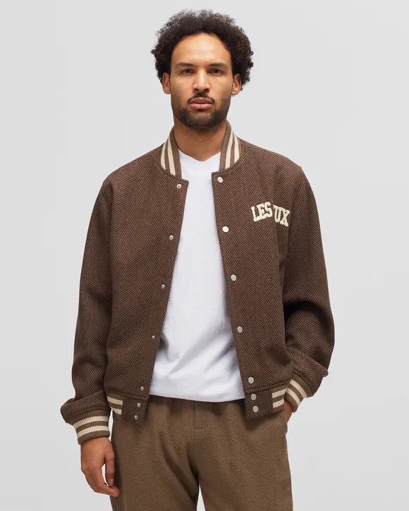 Les Deux Varsity Herringbone Wool Jacket