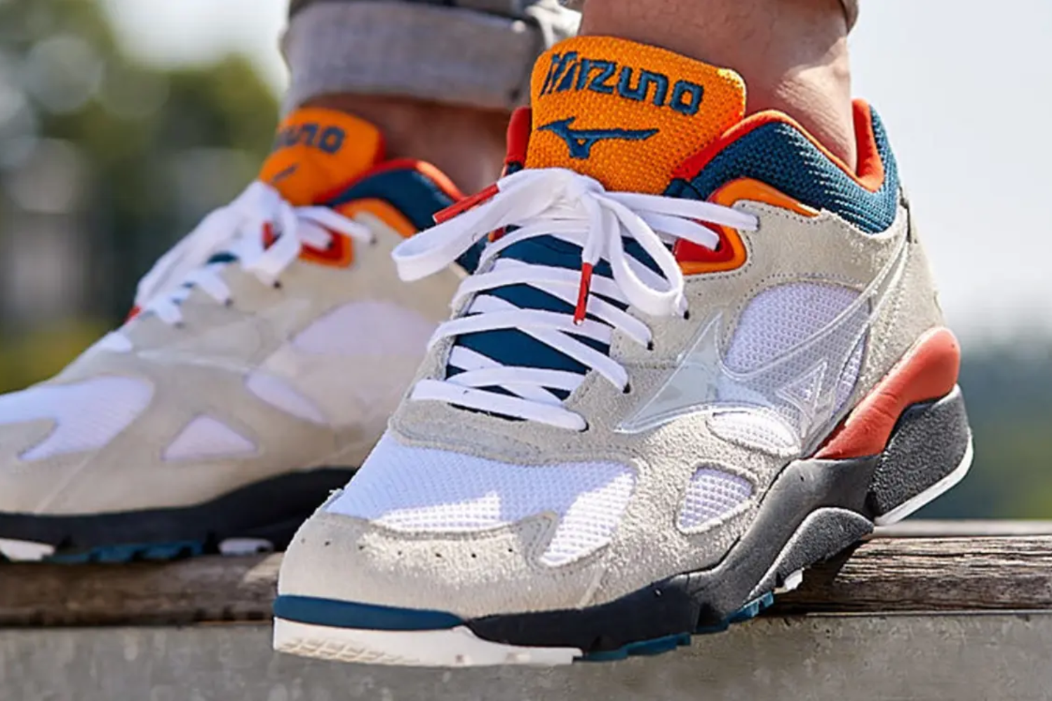 orange white mizuno sneakers
