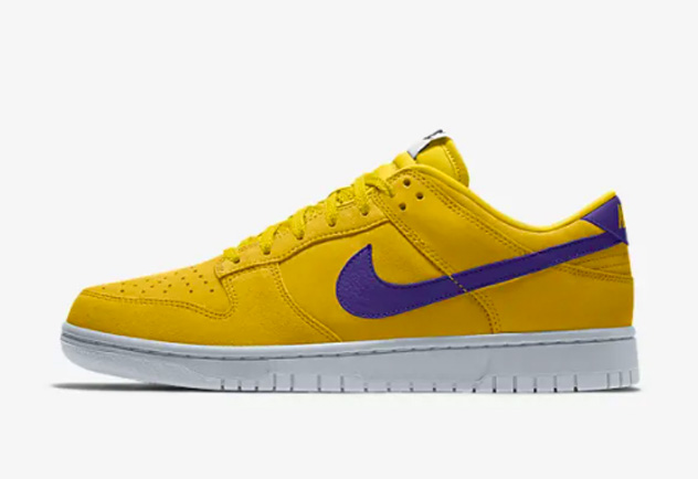 yellow and purple nike by you nike dunk low