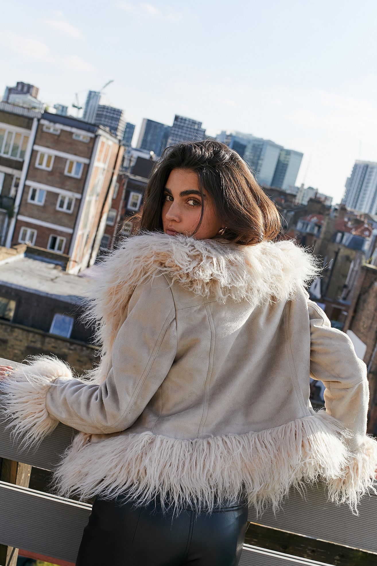 Jacke mit Pelzbesatz