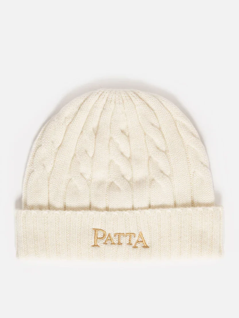 Patta Cable Knitted Beanie (Vanilla Ice)