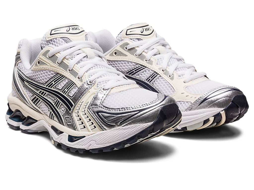 ASICS GEL-KAYANO™ 14 'White/Midnight' voor- en zijkant