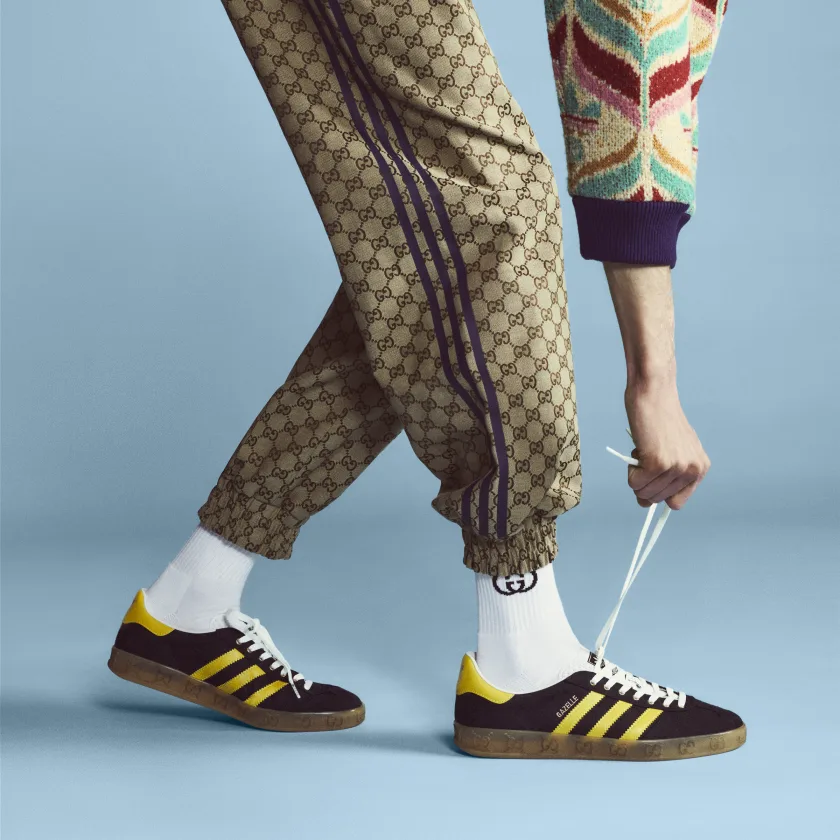 adidas x Gucci Gazelle 'Core Black' on feet