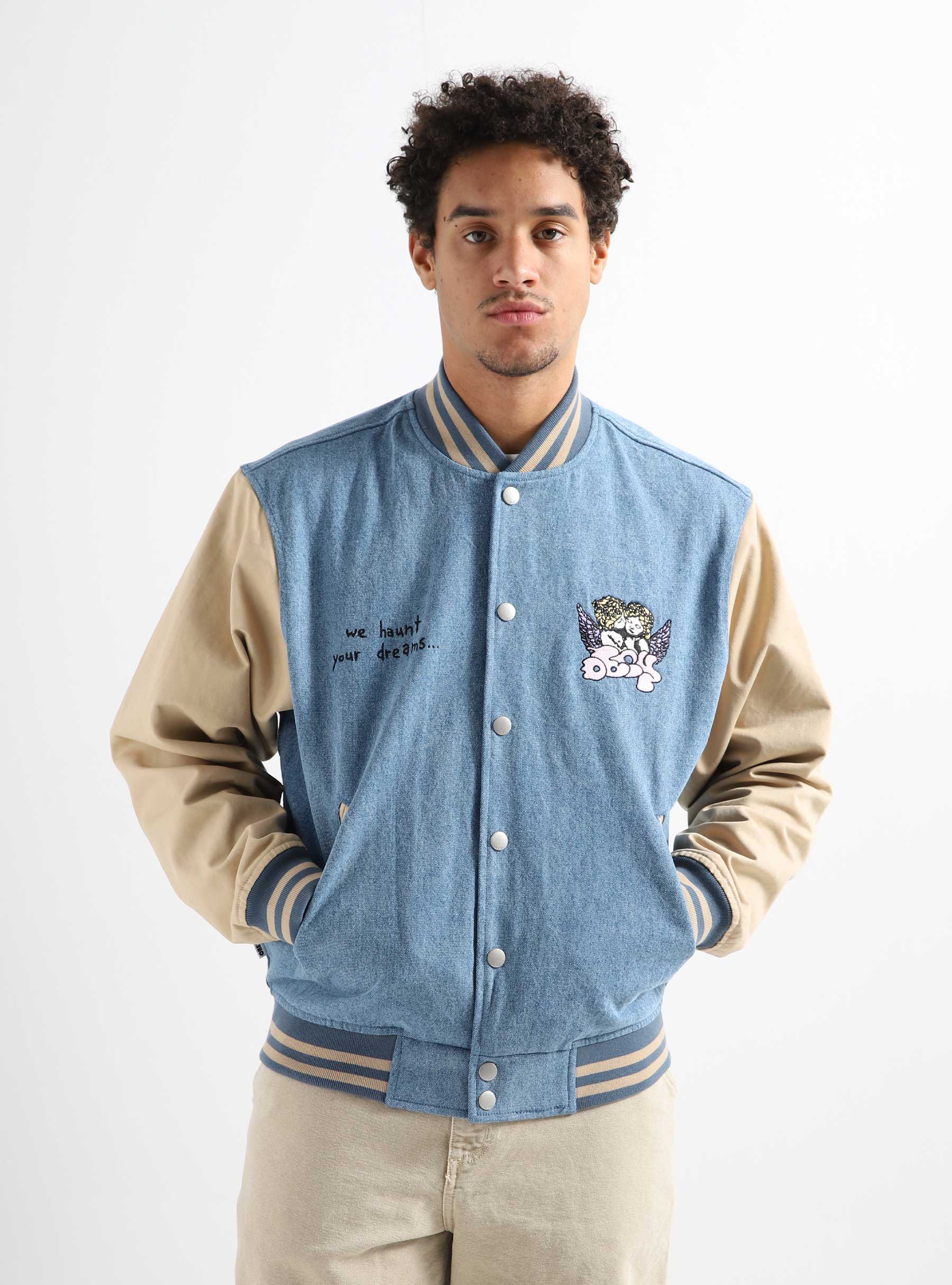 Obey Care Denim Varsity Jacket