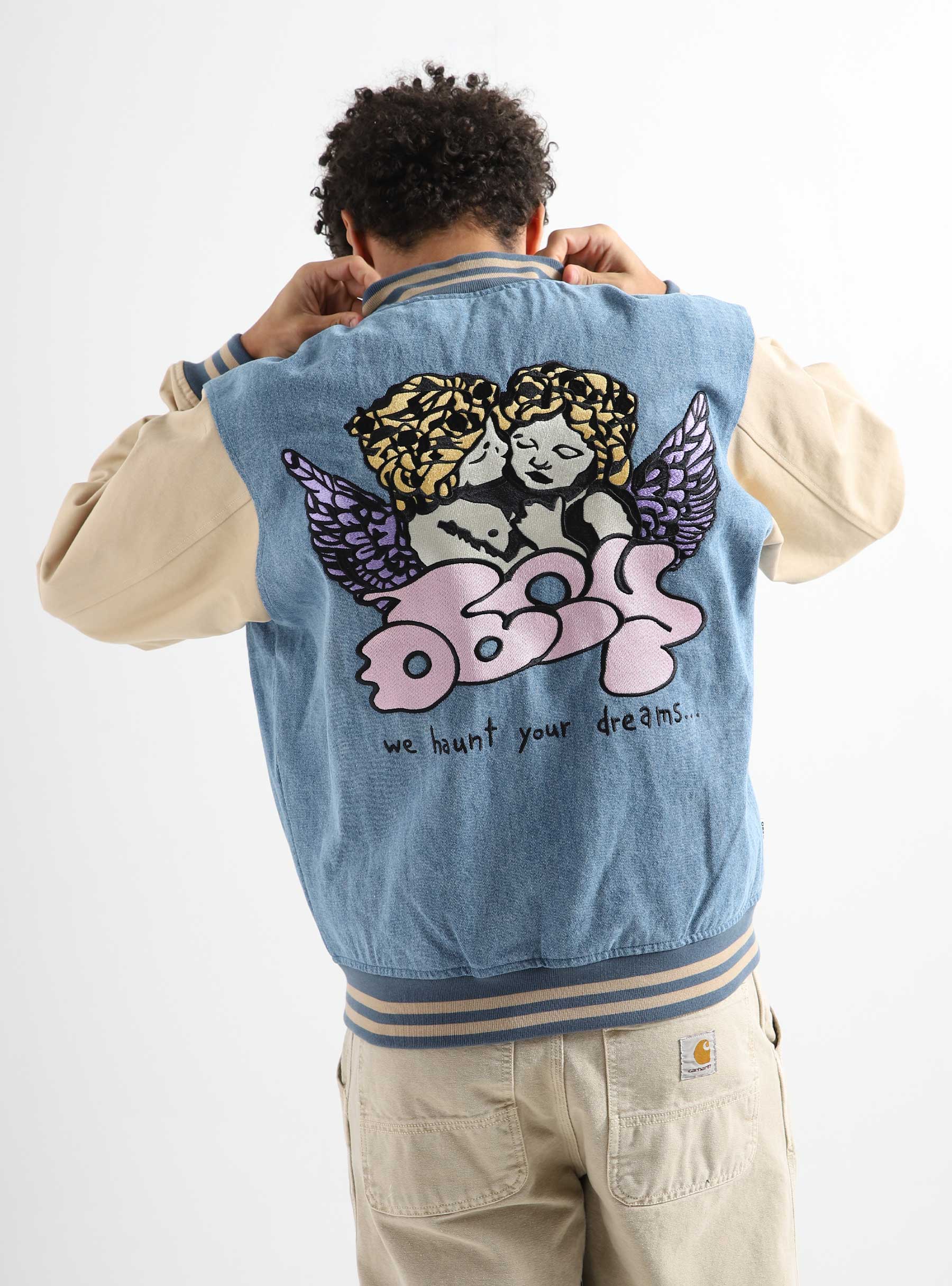 Obey Care Denim Varsity Jacket