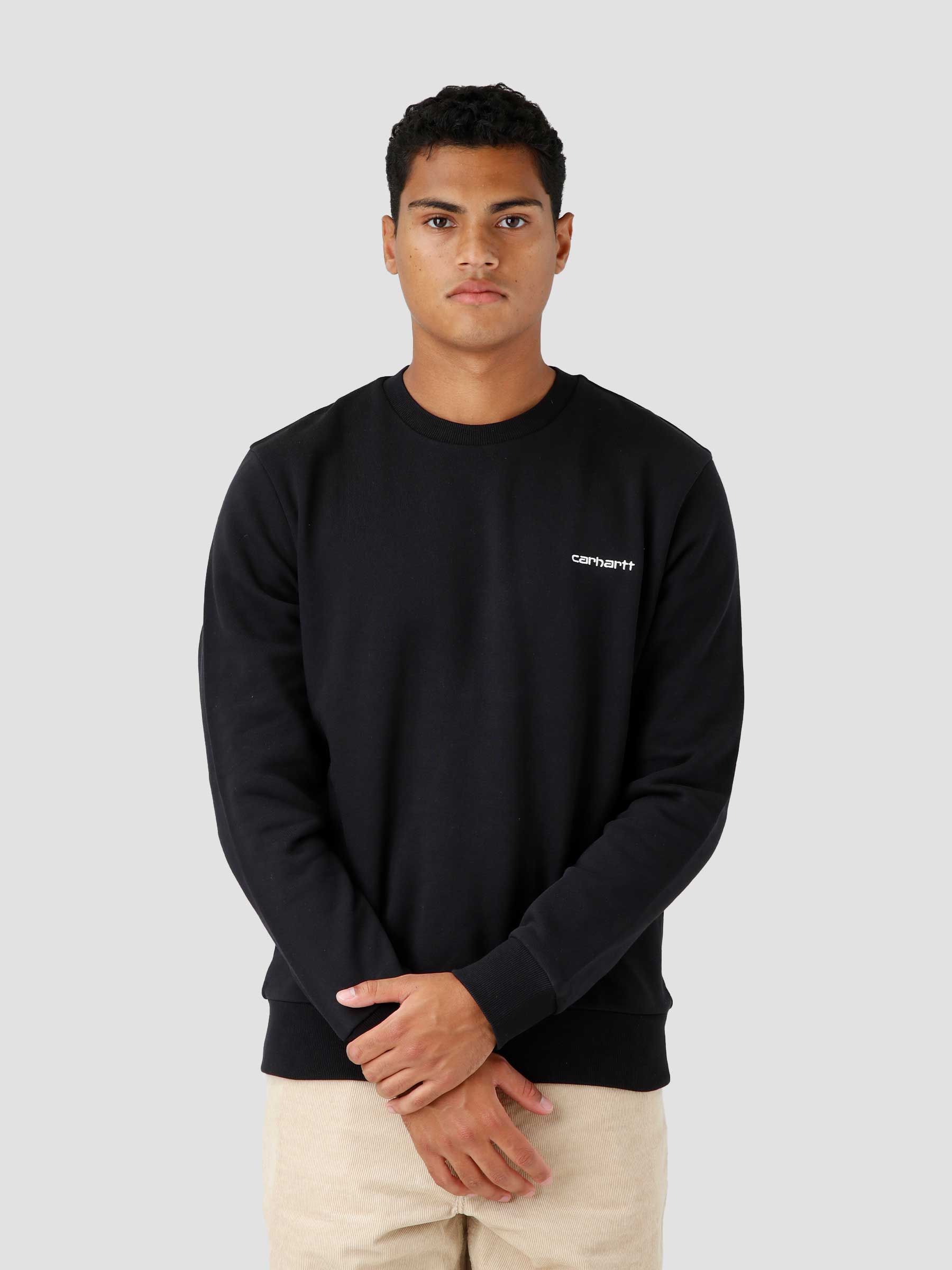 Script Embroidery Sweater Black White
