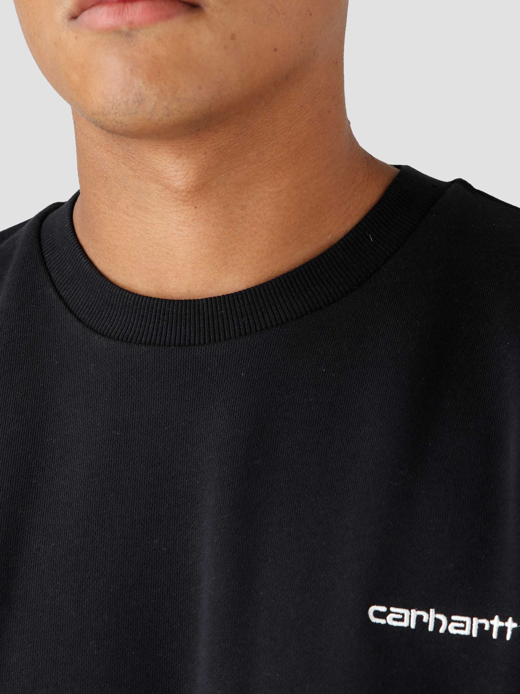 Script Embroidery Sweater Black White