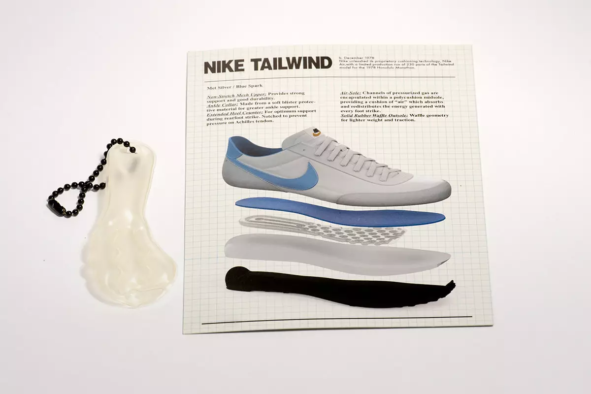 The Nike Air Tailwind pulled apart, and its air unit.