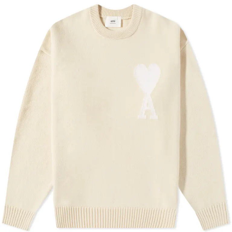 AMI TONAL LARGE A HEART CREW KNIT