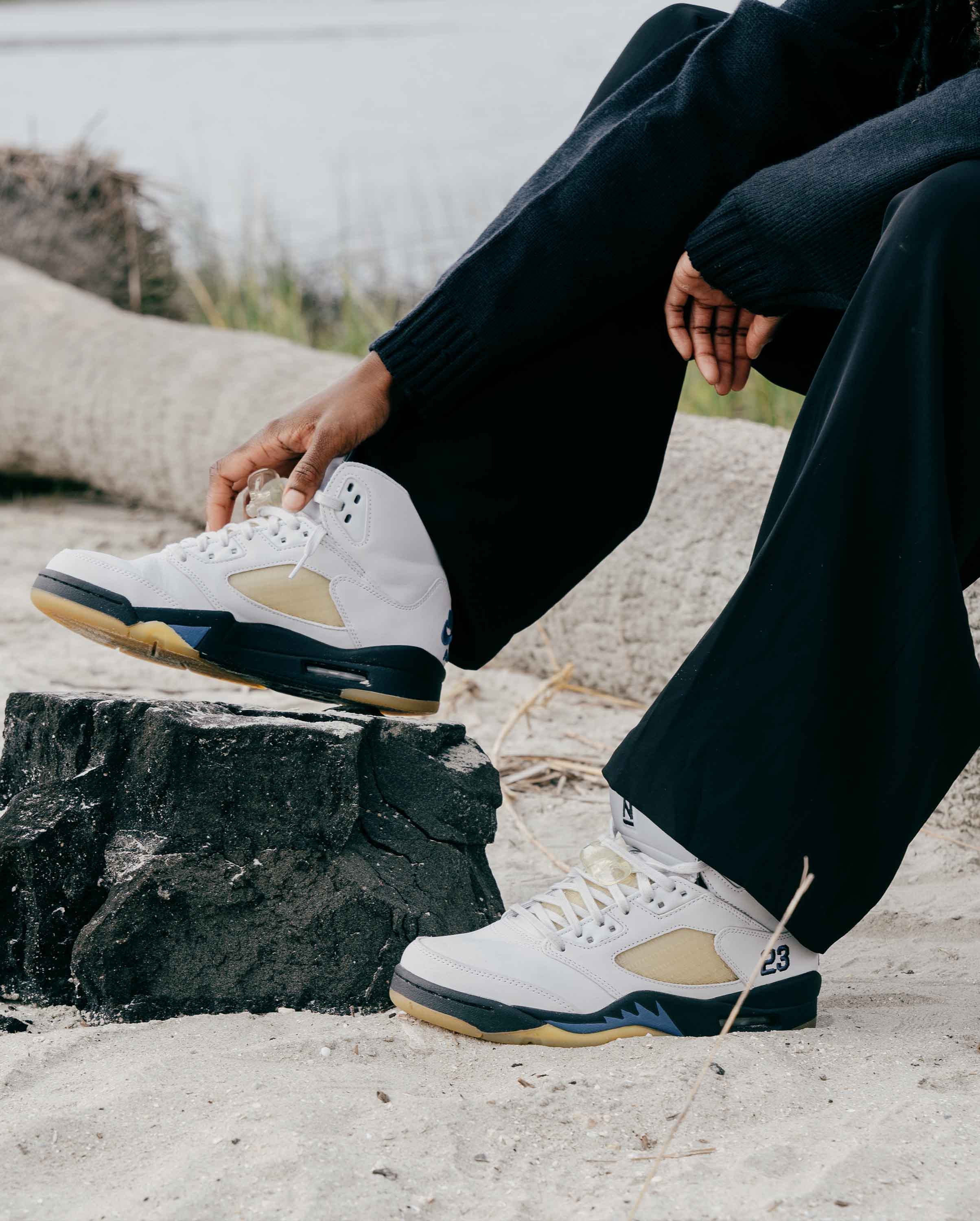 A Ma Maniére x Nike Air Jordan 5 Retro WMNS 'Photon Dust' on feet